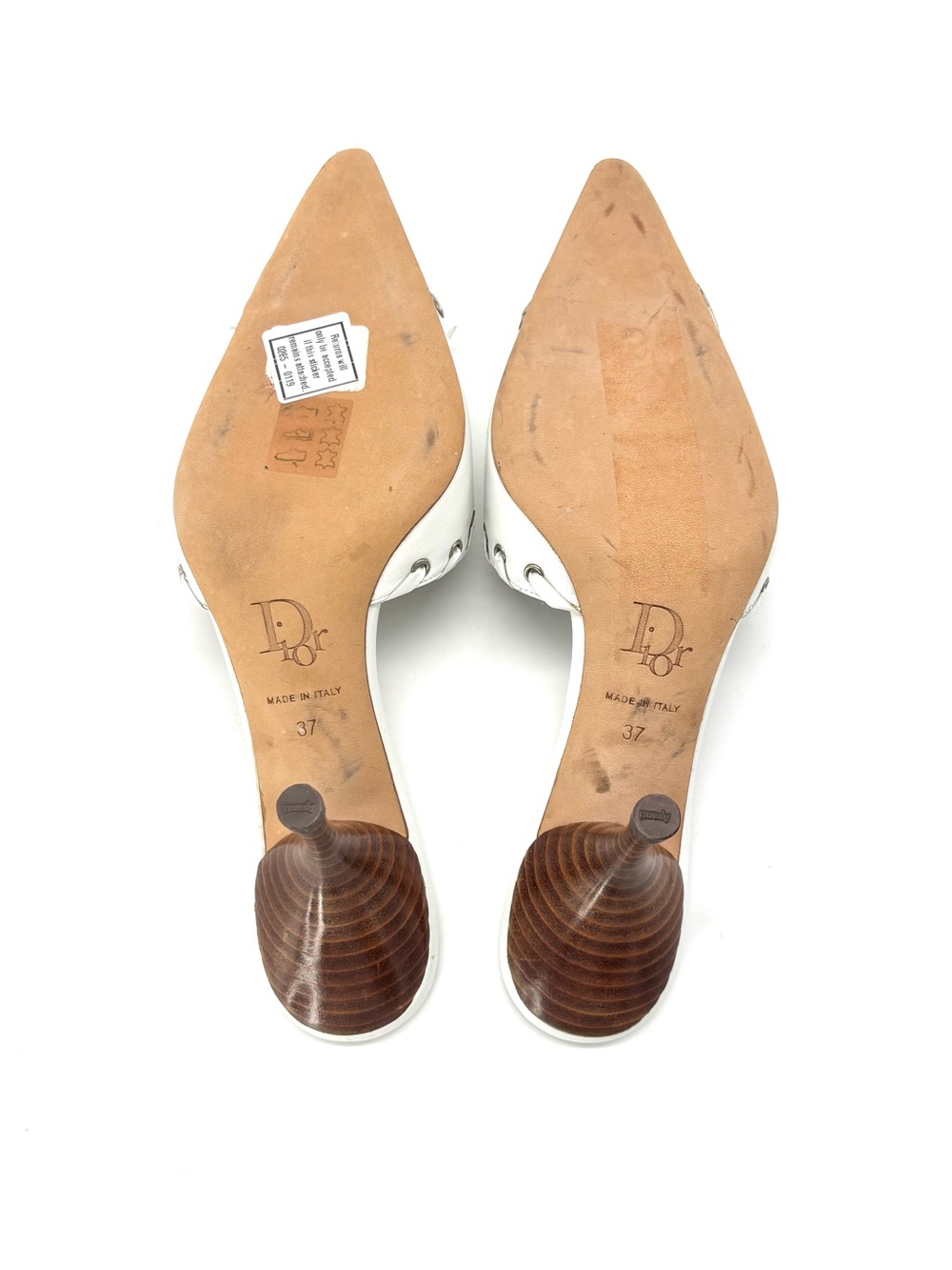 Dior Vintage John Galliano Bow Grommet Embellished Pointed Toe Mules Pumps 37 - Picture 9 of 11